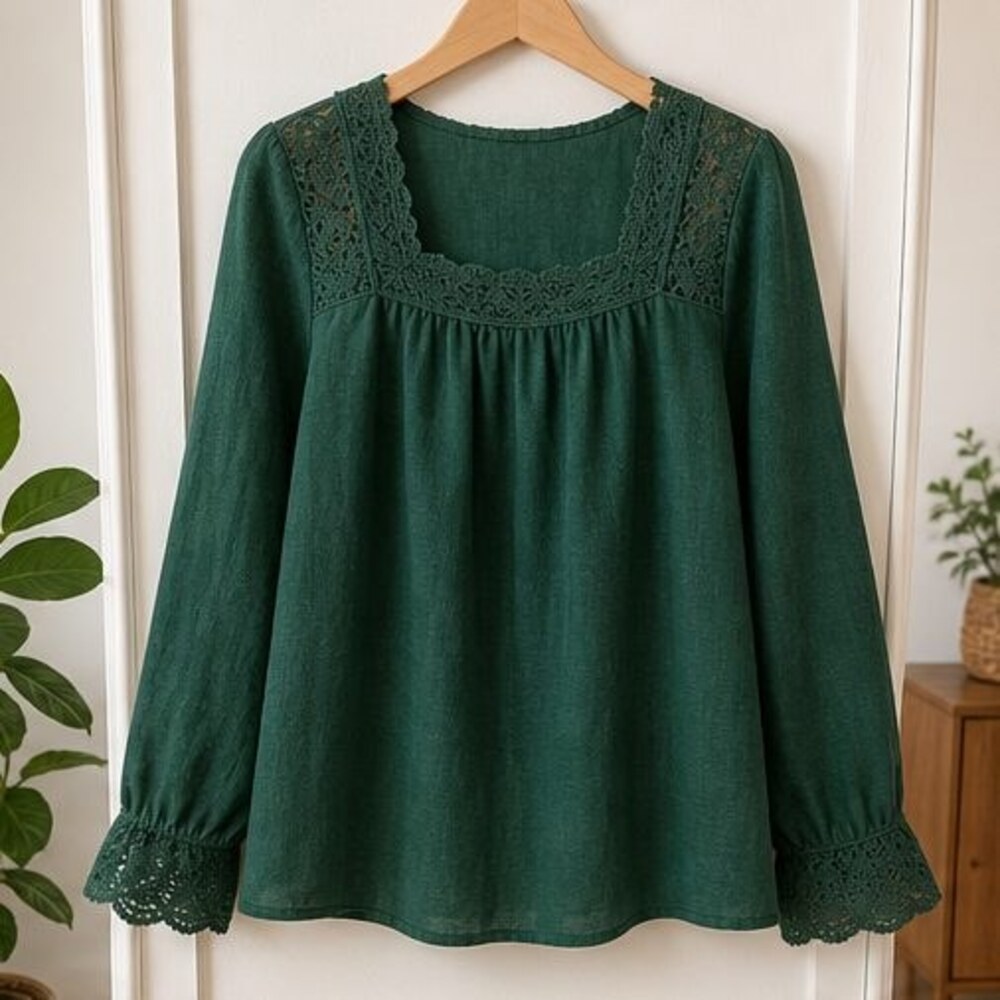 Emerald Lace Trim Top